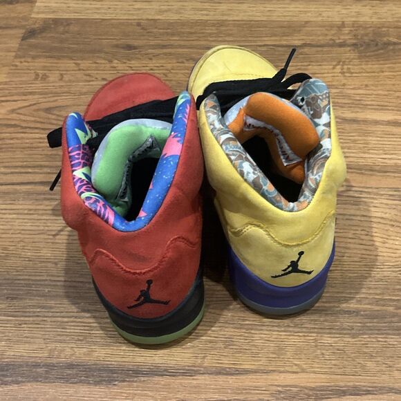 Nike Air Jordan 5 Retro SE Mid What The Size 5 Youth CZ6415-700 Red Yellow Boys - Picture 6 of 12